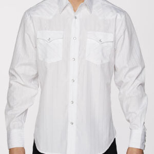 RODEO CLOTHING MEN'S LONG SLEEVE SNAP SHIRT in BRIGHT WHITE