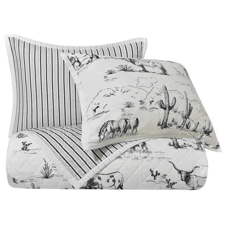 RANCH LIFE PRINTED REVERSIBLE QUILT SET, KING