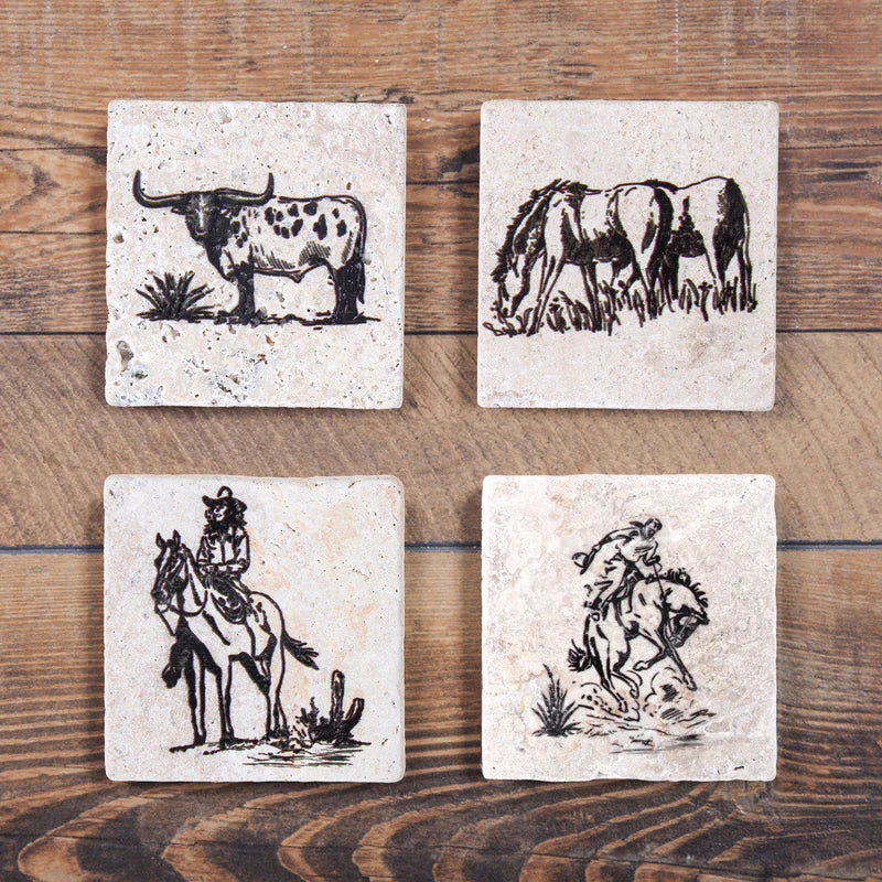 RANCH LIFE COASTERS, SET OF 4