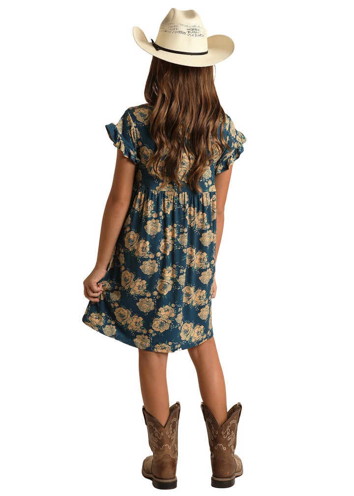 GIRL'S ROCK & ROLL FLORAL PRINT DRESS