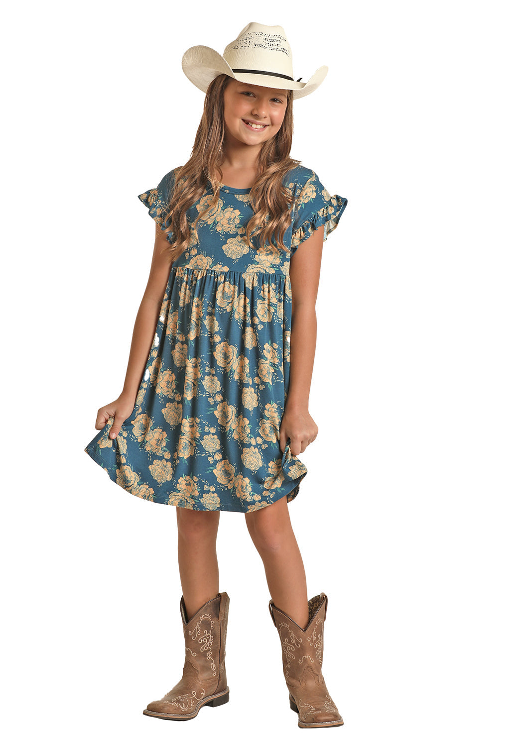 GIRL'S ROCK & ROLL FLORAL PRINT DRESS