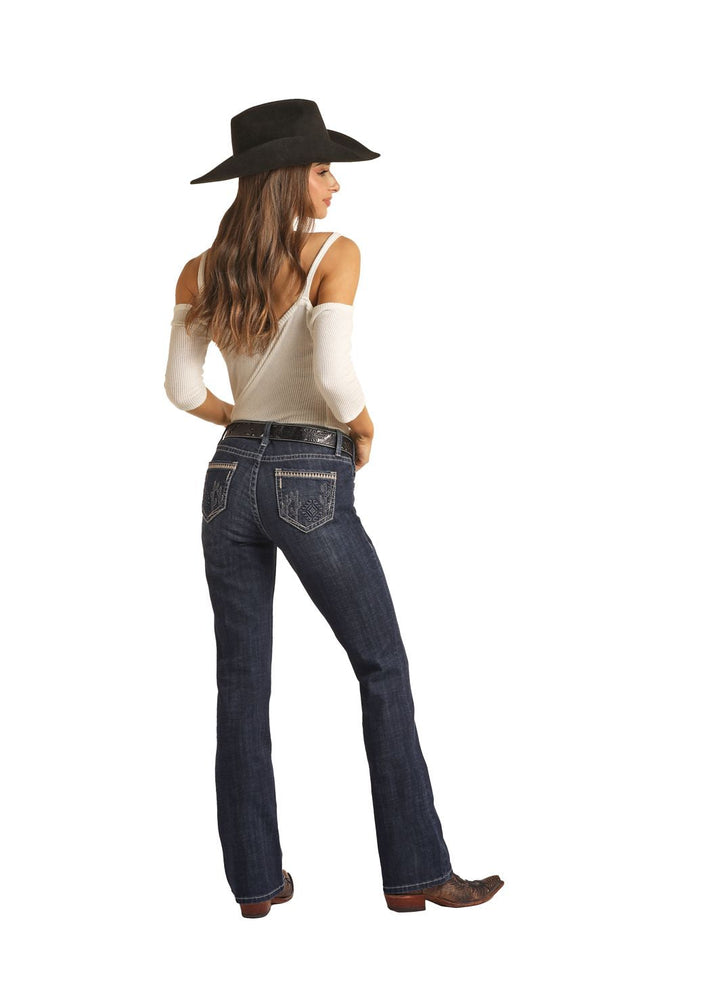 ROCK & ROLL LADIES MID RISE "DESERT CACTUS" BOOTCUT RIDING JEANS