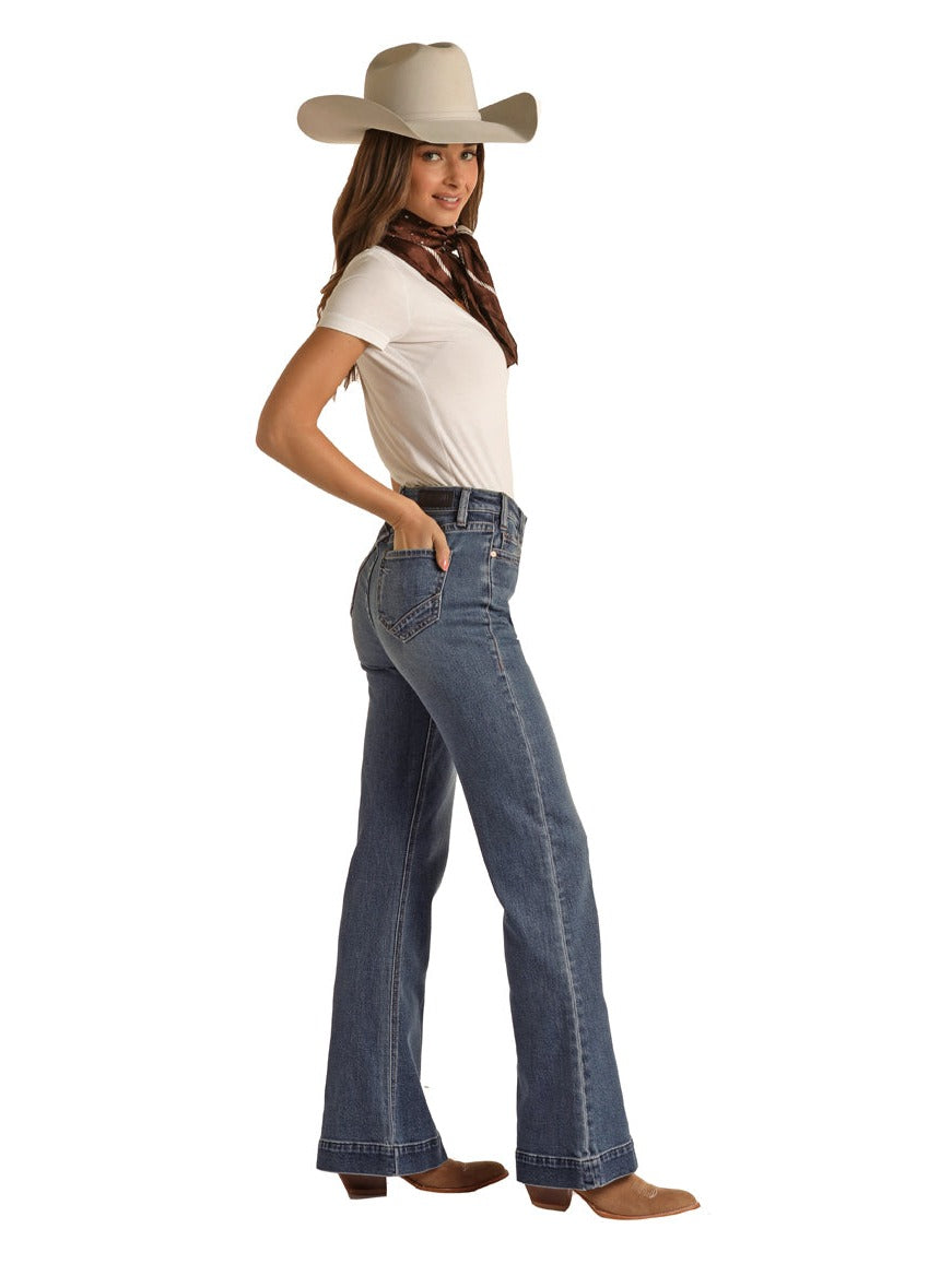 ROCK & ROLL LADIES HIGH RISE EXTRA STRETCH VINTAGE TROUSER JEANS