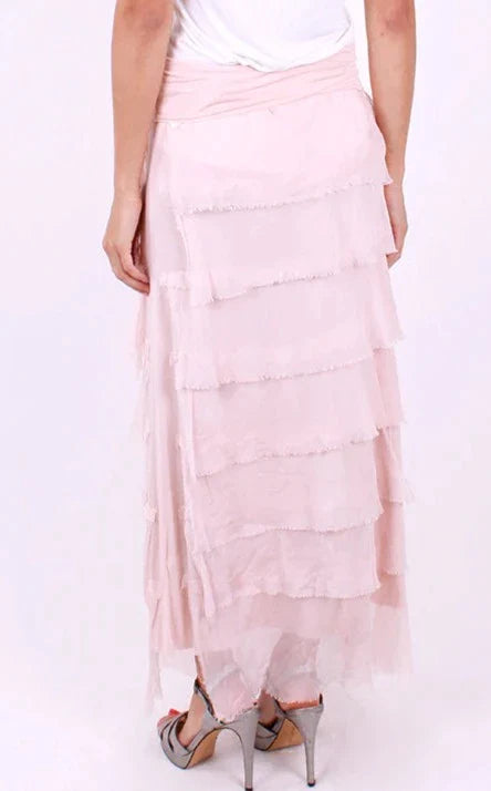 SIENA MAXI RUFFLED SKIRT in PINK