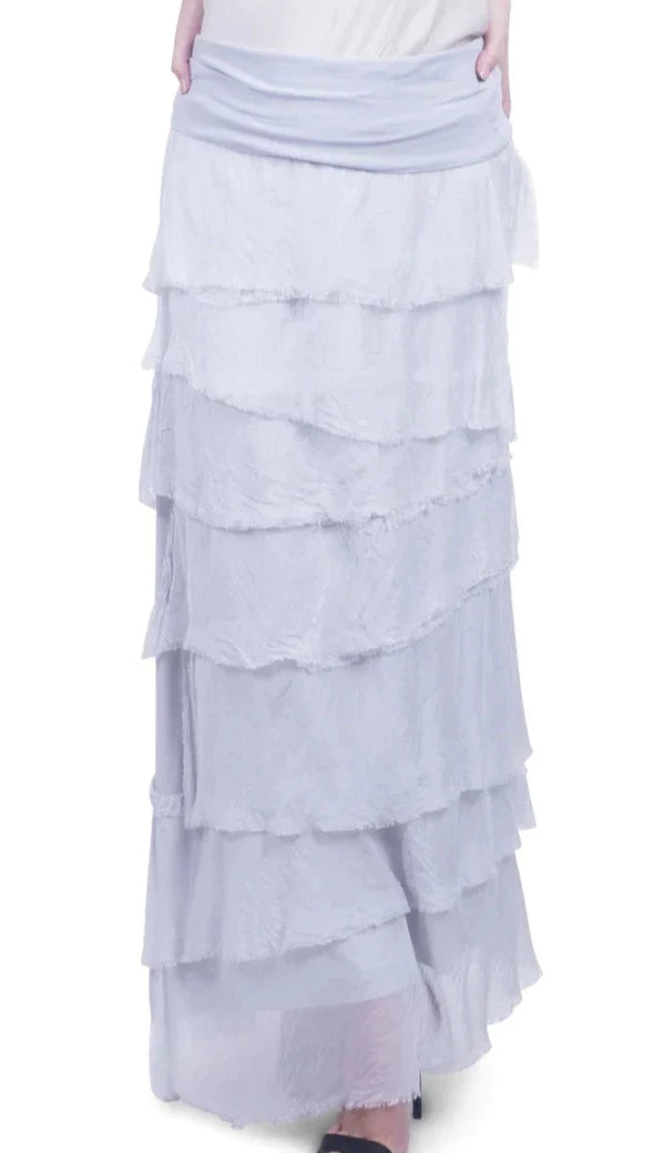 SIENA MAXI RUFFLED SKIRT in WHITE