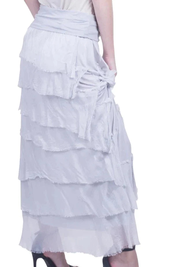 SIENA MAXI RUFFLED SKIRT in WHITE