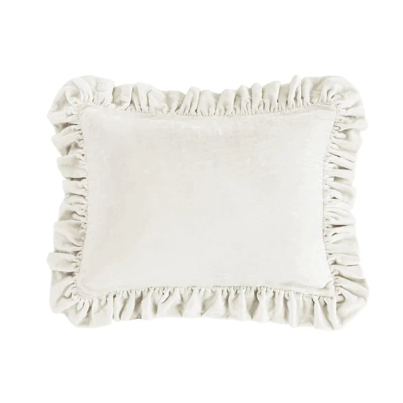 STELLA FAUX SILK VELVET OBLONG PILLOW in STONE