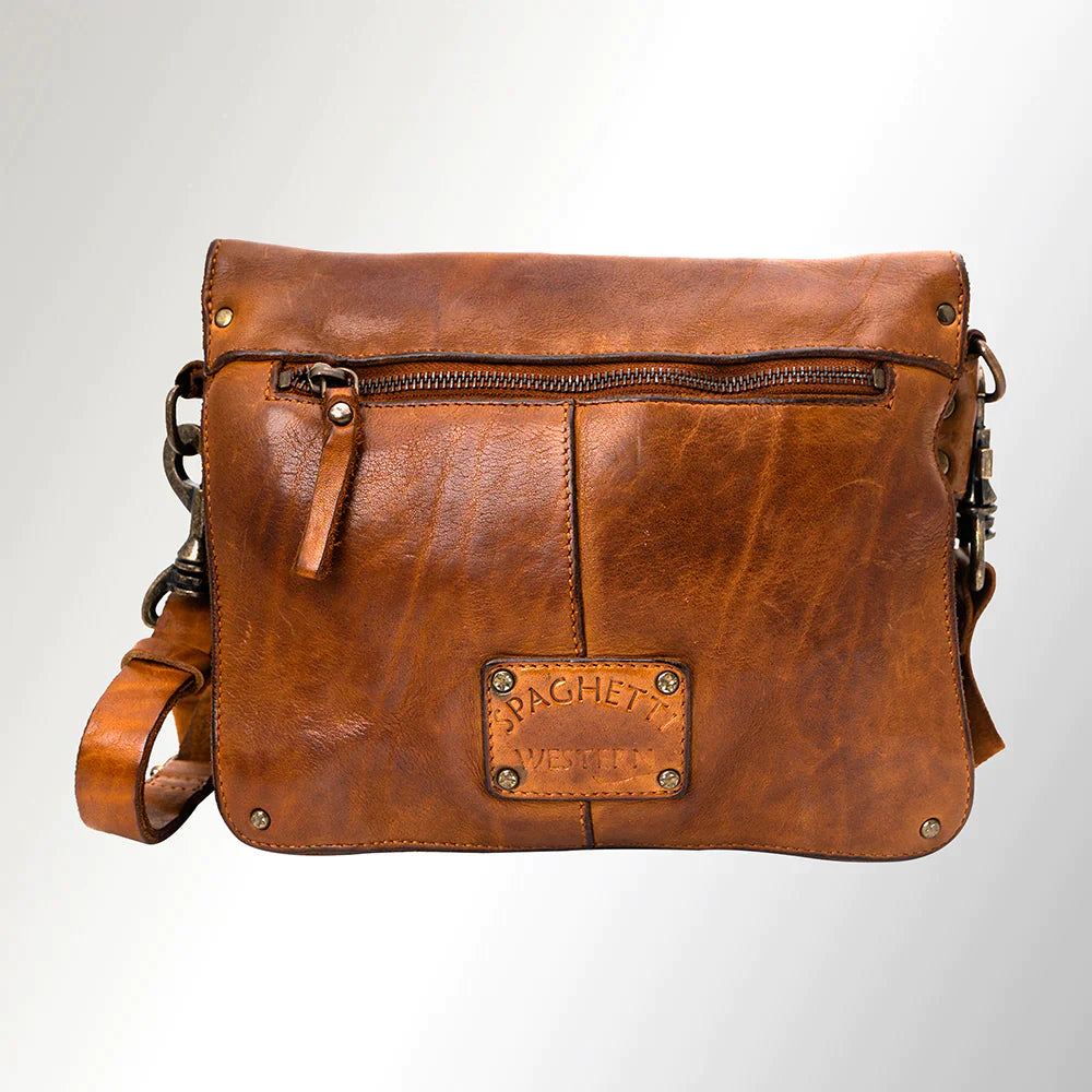 SPAGHETTI WESTERN TAN LEATHER CROSSBODY