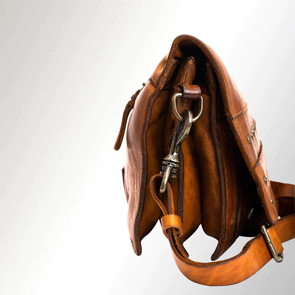 SPAGHETTI WESTERN TAN LEATHER CROSSBODY