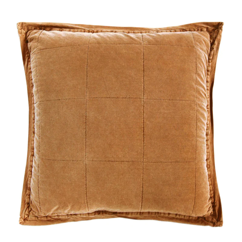 STONEWASHED COTTON CANVAS EURO SHAM in TERRACOTTA