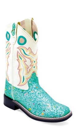 OLD WEST GIRLS AQUA GLITTER BOOTS