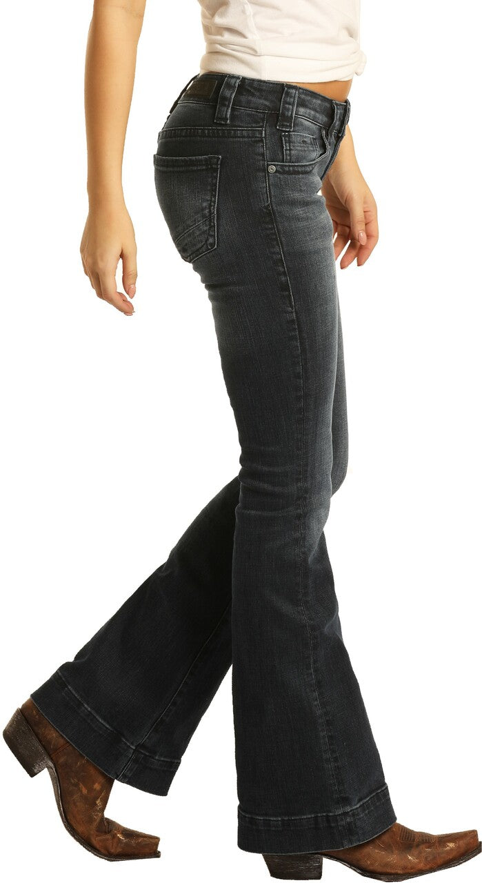 Rock & Roll Ladies Low-Rise Dark wash Trousers