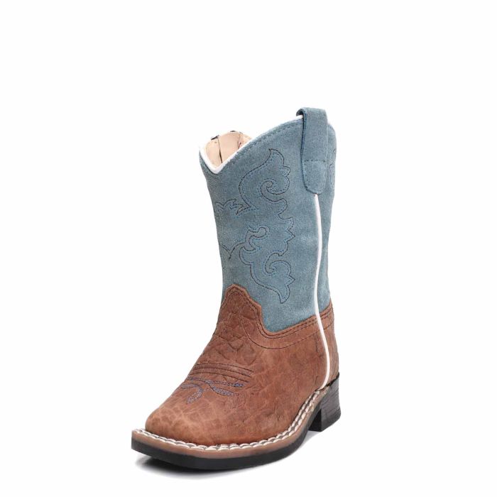 OLD WEST TODDLER BOYS SKY BLUE BULL HIDE BOOT