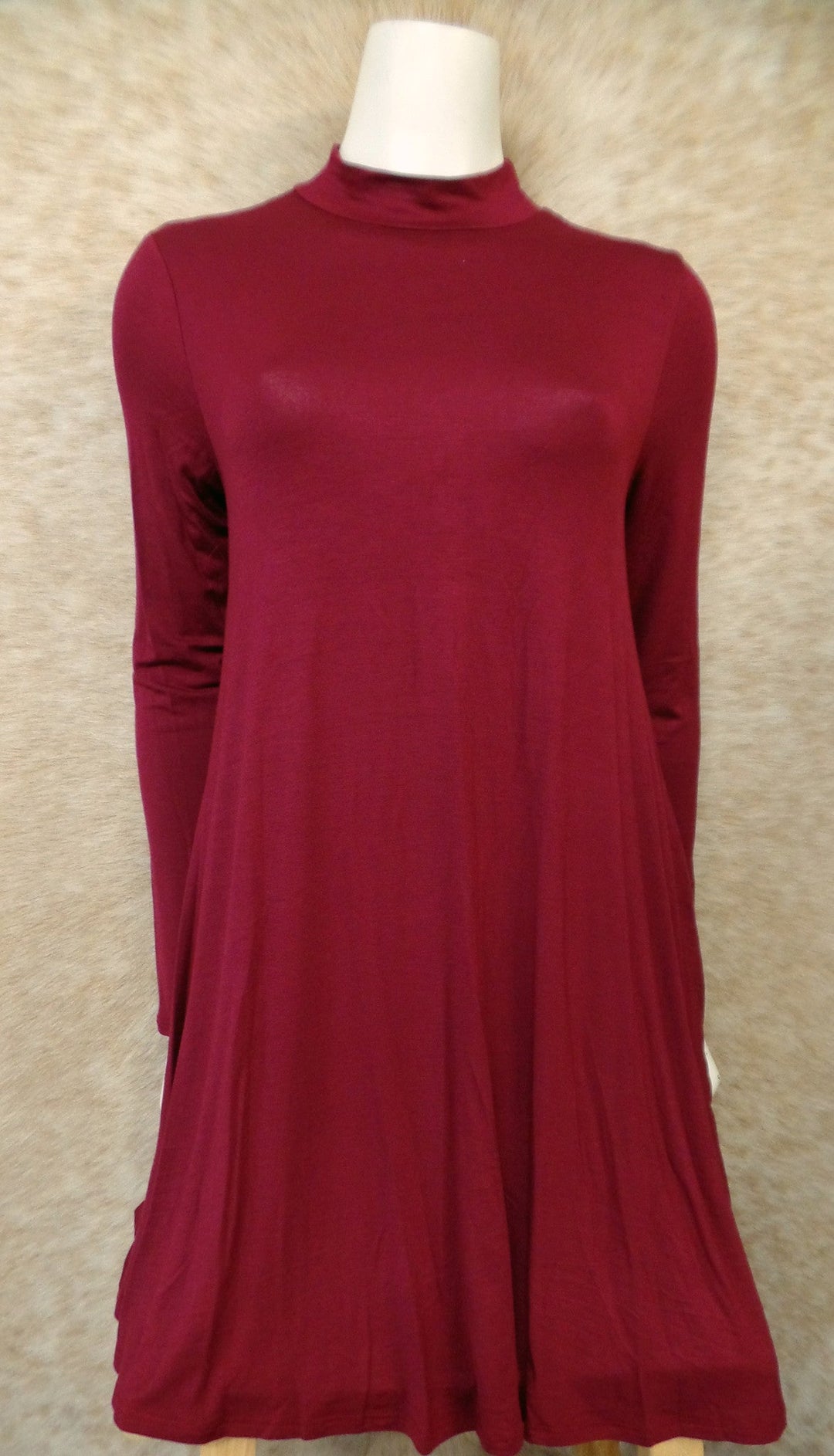 A-Line Burgundy Jersey Dress