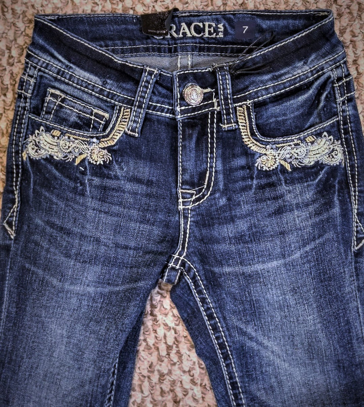 Grace in LA LITTLE Girl's Horseshoe Bootcut Jean