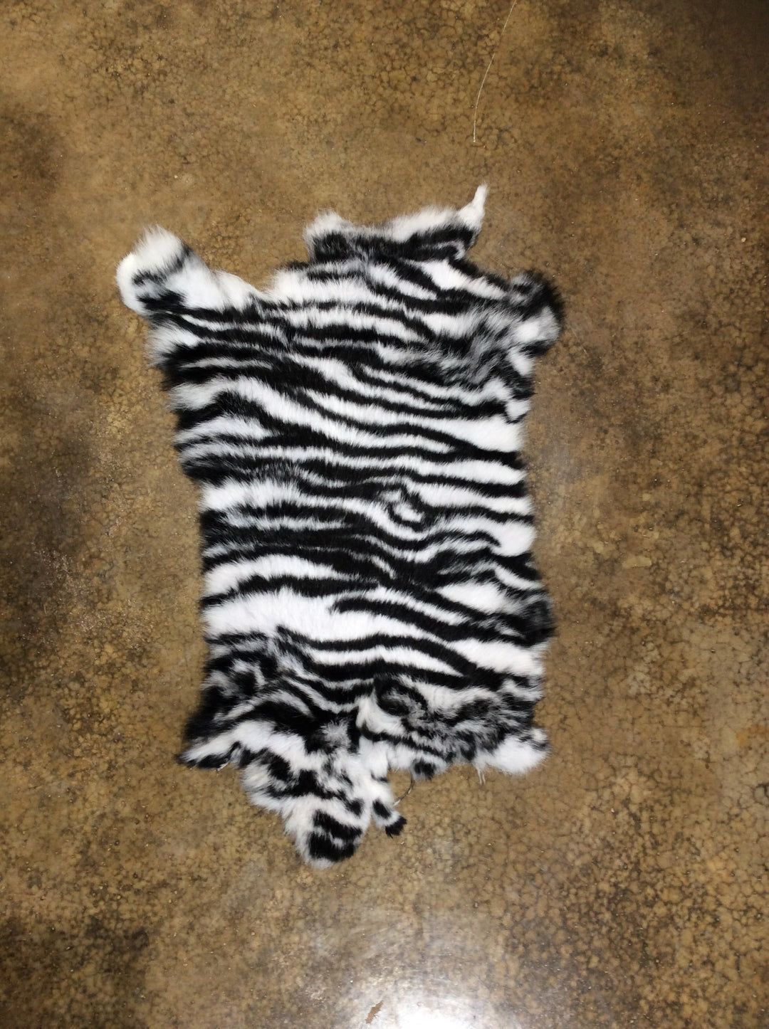 Stenciled Rabbit Pelt in Zebra