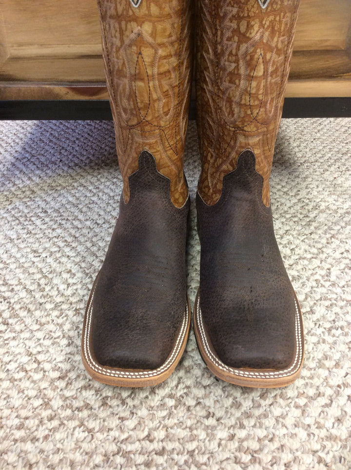 Anderson Bean Boar Hide with Bulldog Tan Square Toe Boots 3500M