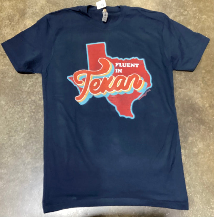 FLUENT IN TEXAN Tee Shirt -- Midnight Navy