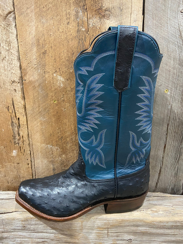 RIOS BLACK FULL QUILL OSTRICH MENS BOOT