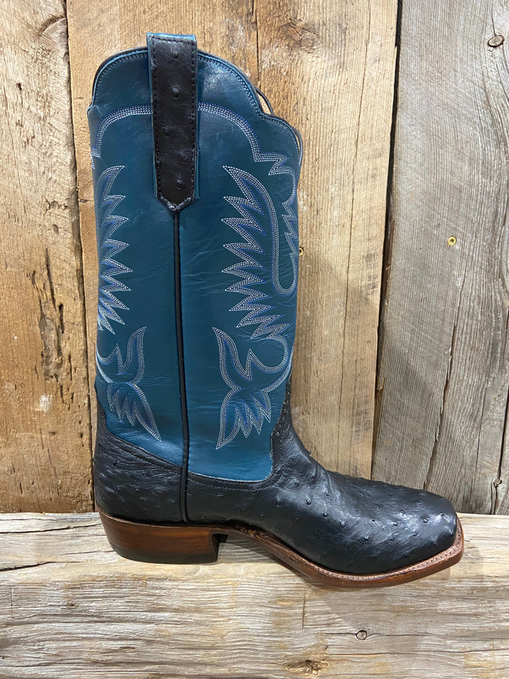 RIOS BLACK FULL QUILL OSTRICH MENS BOOT