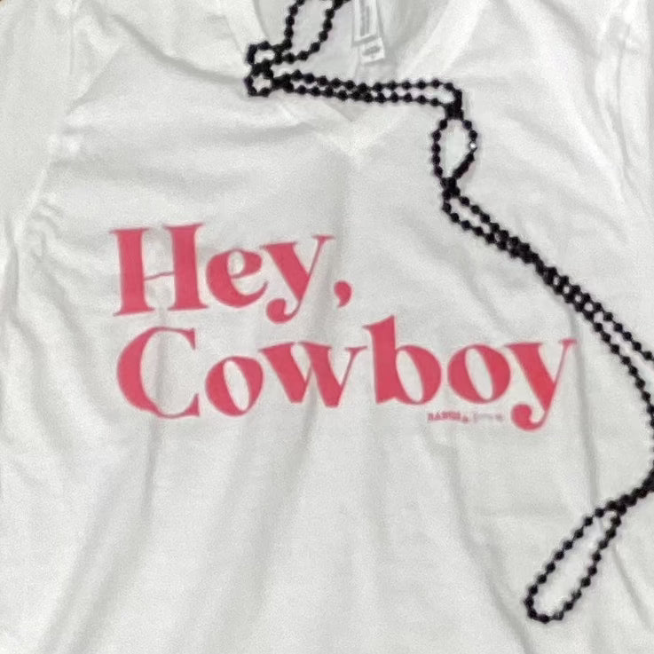 HEY COWBOY PINK LADIES TEE SHIRT