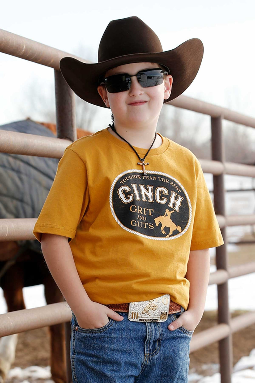 CINCH BOY'S GRIT & GUTS TEE - GOLD