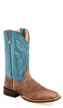 OLD WEST MEN'S SKY BLUE TOP/BROWN BULLHIDE BOOT