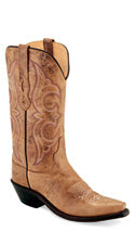 OLD WEST LADIES TAN SNIP TOE BOOTS