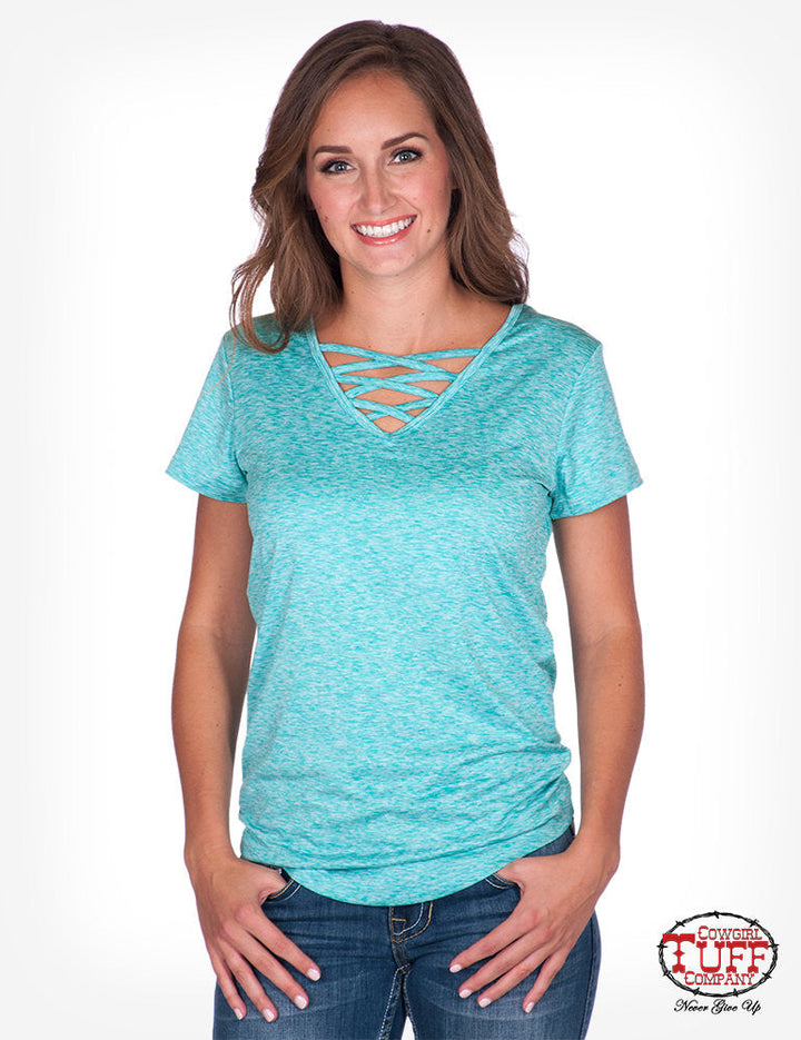 Turquoise Lux Athletic Short Sleeve Top