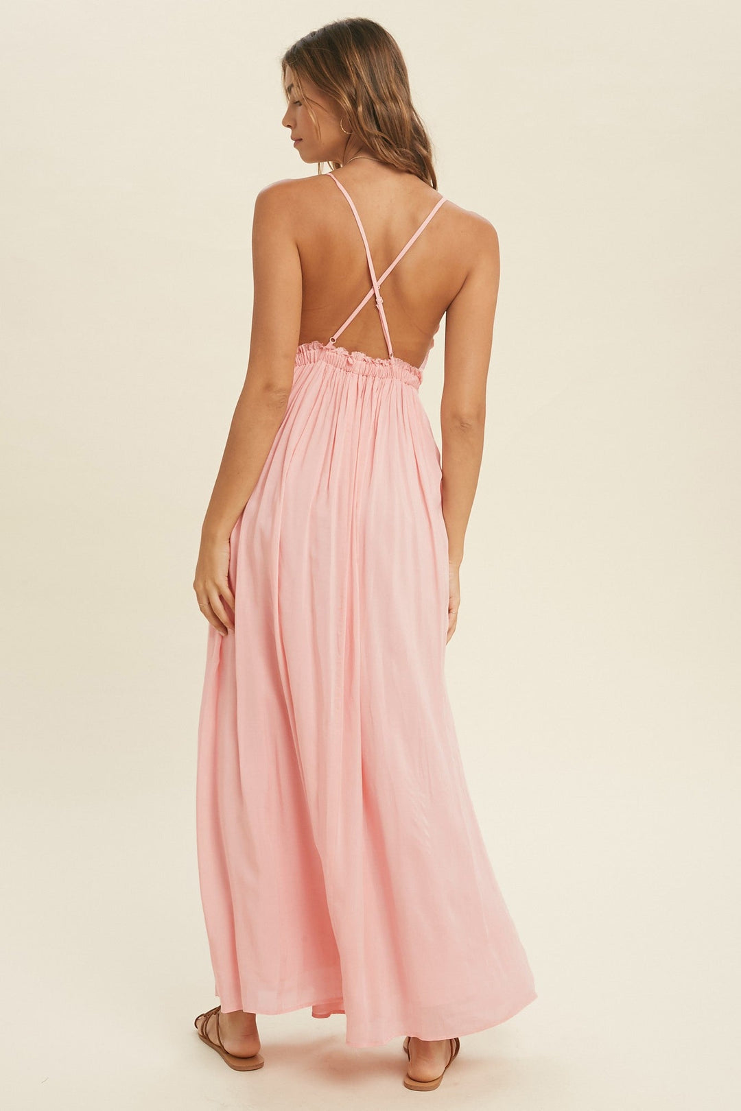 LACE SCALLOP LINED MAXI DRESS