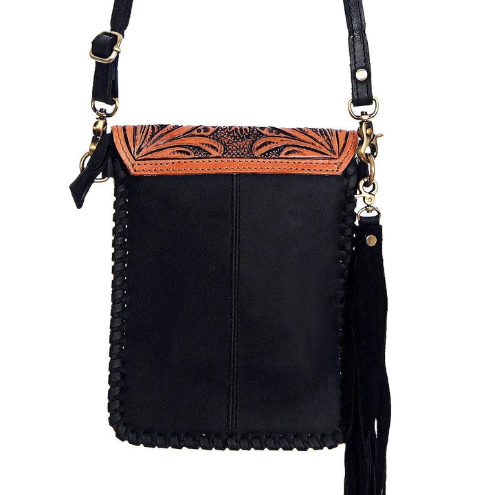 AMERICAN DARLING COWHIDE TOOLED LEATHER CROSSBODY